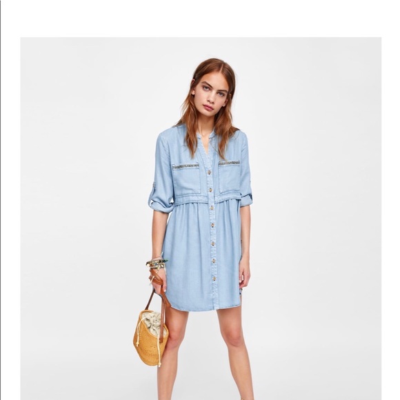 zara beaded shirt dress